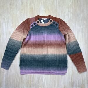NWT Madewell Space Dyed Button Shoulder Wool Alpaca Blend Pulllover Sweater XS